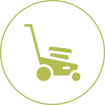 Lawn care symbol with green mower