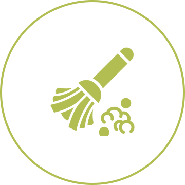 Cleaning brush icon with dust