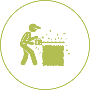Hedge trimming by stick figure icon